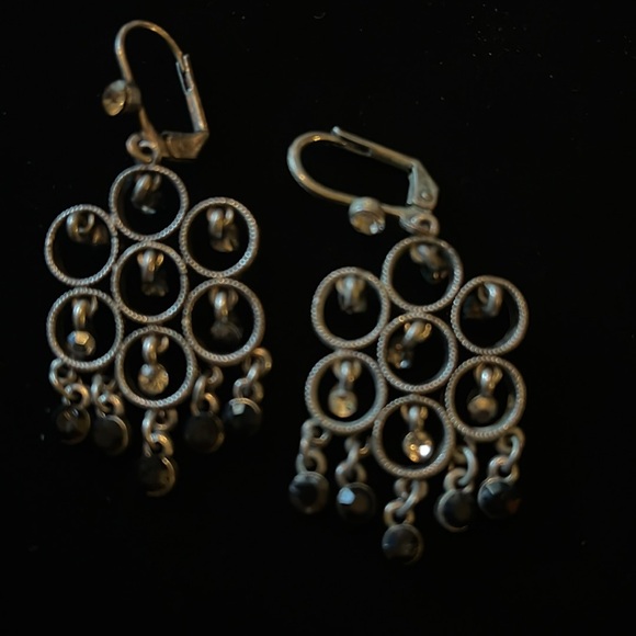 Dangly Black , Silver, & Clear Earrings - Picture 14 of 17
